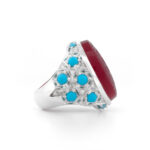 Unique Red Yemeni Aqeeq With Handmade Silver Ring MR0369 - Image 2