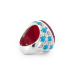 Unique Red Yemeni Aqeeq With Handmade Silver Ring MR0369 - Image 3