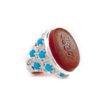 Unique Red Yemeni Aqeeq With Handmade Silver Ring MR0369