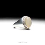 MR0363 Special White Yemeni Agate With Silver 925 Ring