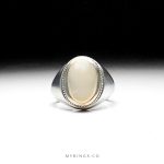 MR0363 Special White Yemeni Agate With Silver 925 Ring