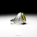 Elegant Sivler Ring With Very High Quality Yellow Aqeeq MR0366 - Image 4