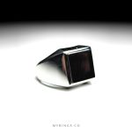 Elegant Black Yemeni Aqeeq With Handcrafted Sterling Silver Ring