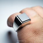 Elegant Black Yemeni Aqeeq With Handcrafted Sterling Silver Ring