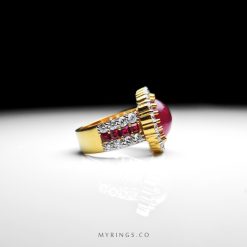 Royal Gold Ring With Red Ruby And Brillinat
