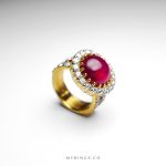 Royal Gold Ring With Red Ruby And Brillinat