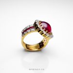 Royal Gold Ring With Red Ruby And Brillinat