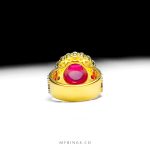 Royal Gold Ring With Red Ruby And Brillinat
