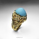 Exquisite Handcrafted Gold Ring With Special Neyshabur Firuze