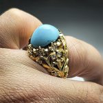 Exquisite Handcrafted Gold Ring With Special Neyshabur Firuze