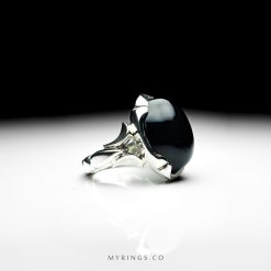 Cool Black Yemeni Agate With Sterling Silver Ring