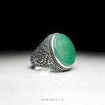 Elegant Natural Green Agate with Handmade Silver Ring MR0405