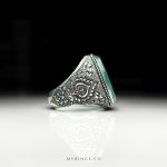 Elegant Natural Green Agate with Handmade Silver Ring MR0405