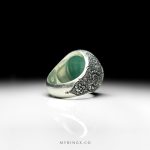 Elegant Natural Green Agate with Handmade Silver Ring MR0405