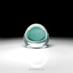 Elegant Natural Green Agate with Handmade Silver Ring MR0405