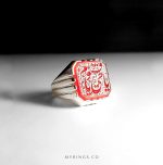 Exquisite Handmade Sterling Silver Ring with Natural Red Aqeeq Stone MR0408