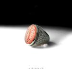 Handcrafted Sterling Silver Ring with Engraved Red Yemeni Agate MR0412 - Image 2