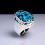 Handcrafted Silver Ring with Authentic Nishapur Turquoise Elegance MR0433