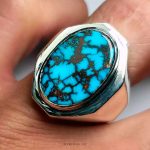 Handcrafted Silver Ring with Authentic Nishapur Turquoise Elegance MR0433