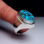 Handcrafted Silver Ring with Authentic Nishapur Turquoise Elegance MR0433