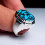 Handcrafted Silver Ring with Authentic Nishapur Turquoise Elegance MR0433