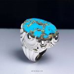 Mastercrafted Sterling Silver Ring with Premium Veined Neyshabouri Turquoise MR0434