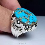 Mastercrafted Sterling Silver Ring with Premium Veined Neyshabouri Turquoise MR0434