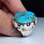 Mastercrafted Sterling Silver Ring with Premium Veined Neyshabouri Turquoise MR0434