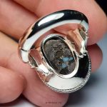 Elegant Handmade Sterling Silver Ring with Authentic Neyshabur Turquoise and Striking Black Veins