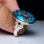 Elegant Handmade Sterling Silver Ring with Authentic Neyshabur Turquoise and Striking Black Veins