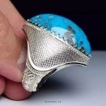 Handmade Silver Ring with Nishapur Shajri Turquoise in Cabochon Cut