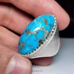 Handmade Silver Ring with Nishapur Shajri Turquoise in Cabochon Cut
