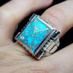 Handcrafted Silver Ring with Blue Turquoise from Nishapur
