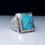 Handcrafted Silver Ring with Blue Turquoise from Nishapur
