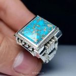 Handcrafted Silver Ring with Blue Turquoise from Nishapur