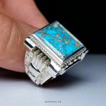 Handcrafted Silver Ring with Blue Turquoise from Nishapur