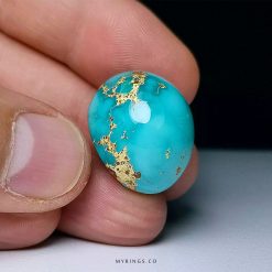 Enchanting Blue-Green Nishapur Turquoise Stone with Golden Veins