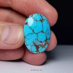 Exquisite Blue Nishapur Turquoise with Striking Black Veins - A Gemstone of Luxury