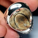 Exquisite Handmade Silver Ring with Laser Engraving and Rare Nishapuri Blue Turquoise Stone MR0479