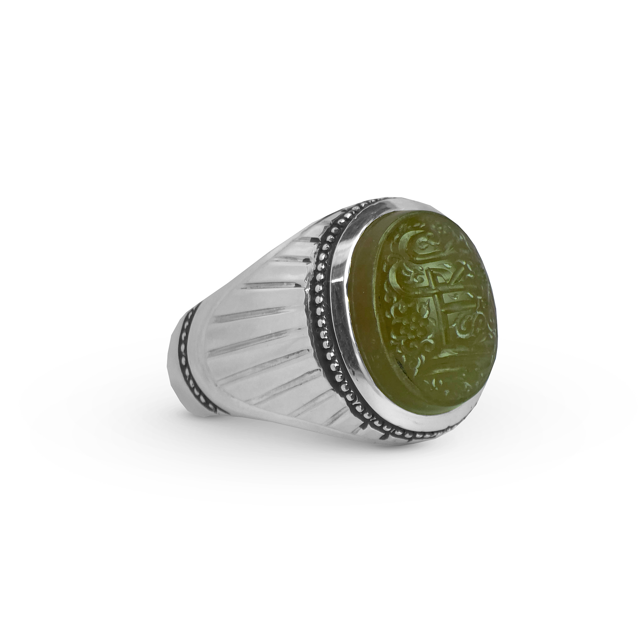R0493-Shah-Maqsood-Ring-1 Handcrafted Silver Ring with Engraved Divine Name on Genuine Shah Maqsoud Gemstone