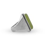 Handcrafted Silver Ring with Genuine Green Shah Maqsoud Stone R0494