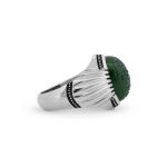 Handcrafted Silver Ring with Sacred Kufic Engraving on Authentic Shah Maqsoud Gemstone R0495