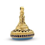 Elegant Brass Signet Stamp with Natural Agate and Authentic Engraving R0497