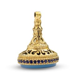 Elegant Brass Signet Stamp with Natural Agate and Authentic Engraving R0497