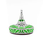 Special Sterling Silver Signet Stamp with Engraved Agate and Green Enamel Accents R0506