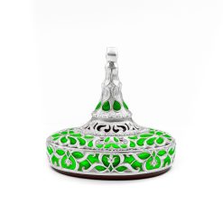 Special Sterling Silver Signet Stamp with Engraved Agate and Green Enamel Accents R0506