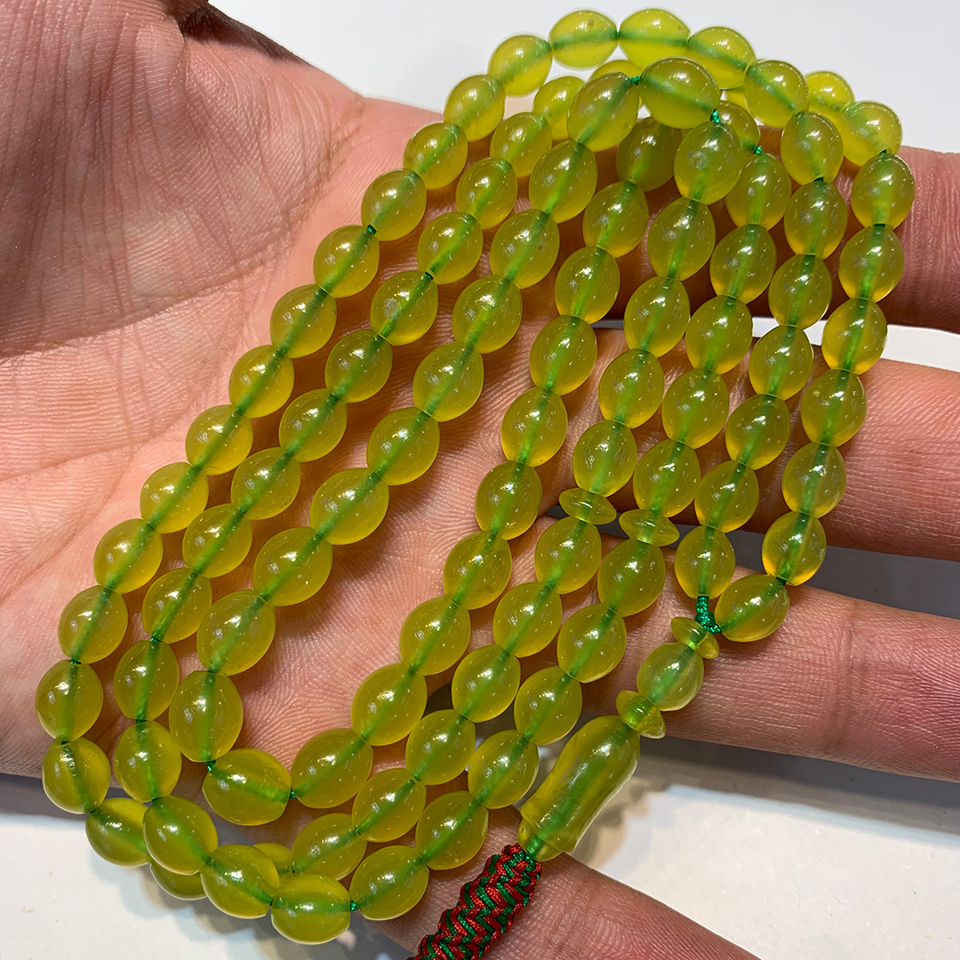 R0510-Shah-Maqsood-Tasbih-1 Aged Grape Green Shah Maqsoud Collectors 101 Bead Tasbih